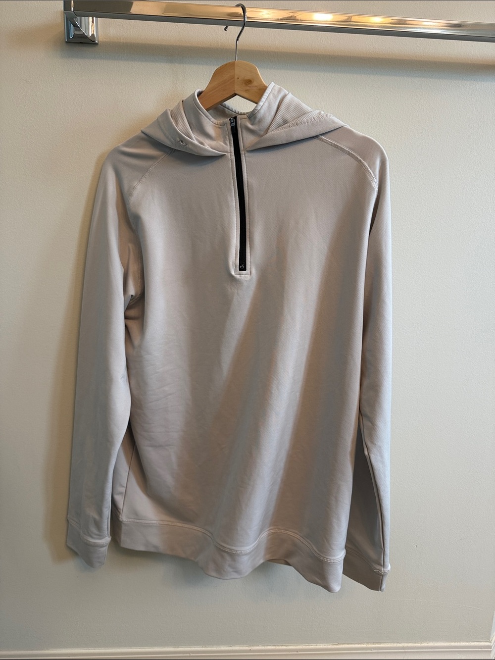 Men's Hooded Quarter-Zip Sweatshirt - Light Gray